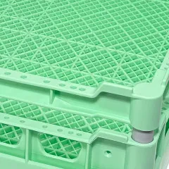 Detailansicht vom grnen Besteckkorb BK-75, Modell C-01-07, Korbma 50x50cm - ideal fr Profi-Geschirrsplmaschinen in Gastronomie und Gewerbe.