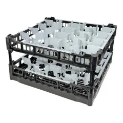FriesRack Glserkorb 50x50 cm LH-20 - stabiler schwarzer Glserkorb mit schwarzem Toprahmen fr sicheren Glastransport, perfekt fr Gastronomie und Catering.
