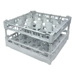FriesRack Glserkorb 50x50 cm LH-20 - stabiler grauer Glserkorb mit grauem Toprahmen fr sicheren Glastransport, perfekt fr Gastronomie und Catering.