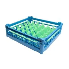 FriesRack Glserkorb 50x50 cm - Typ I-6x6 - stabiler blauer Korb mit blauem Toprahmen fr sicheren Glastransport, perfekt fr Gastronomie, Hotel und Catering.