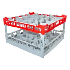 FriesRack Clixrack PH-20 Glserkorb 50x50 cm mit rotem Toprahmen - passend fr Zwiesel Glas Dogs and Wine ( 92 mm - Hhe 244 mm) - ideal fr sichere Aufnahme von groen Rotweinglsern - Farbe von Korb und Toprahmen nach Wunsch whlbar