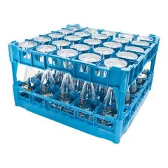 FriesRack Glserkorb 50x50 cm PH-5x5 - stabiler blauer Glserkorb mit blauem Toprahmen und Biertulpen fr sicheren Glastransport, perfekt fr Gastronomie und Catering.