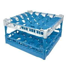 FriesRack Glserkorb 50x50 cm PH-5x5 - stabiler blauer Glserkorb mit grauem Toprahmen fr sicheren Glastransport, perfekt fr Gastronomie und Catering.