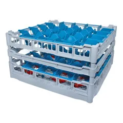 FriesRack Glserkorb 50x50 cm - Typ H-5x5 - stabiles graues Glserrack, mit Glser-Schrgstellung aus der Serie Custom mit grauem Toprahmen fr sicheren Glastransport, perfekt fr Gastronomie und Catering.