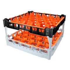 FriesRack Glserkorb 50x50 cm PH-30 - stabiler grauer Glserkorb mit Toprahmen in Schwarz fr sicheren Glastransport, perfekt fr Gastronomie und Catering.