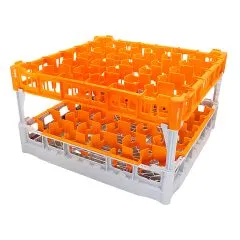 FriesRack Glserkorb 50x50 cm PH-30 - stabiler grauer Glserkorb mit Toprahmen in Orange fr sicheren Glastransport, perfekt fr Gastronomie und Catering.