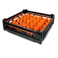 FriesRack Glserkorb 50x50 cm - Typ B-30 - stabiles schwarzes Glserrack aus der Serie Custom mit schwarzem Toprahmen fr sicheren Glastransport, perfekt fr Gastronomie und Catering.