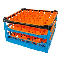 FriesRack Glserkorb 50x50 cm - Typ D3-30 - stabiles blaues Glserrack aus der Serie Custom mit schwarzem Toprahmen fr sicheren Glastransport, perfekt fr Gastronomie und Catering.