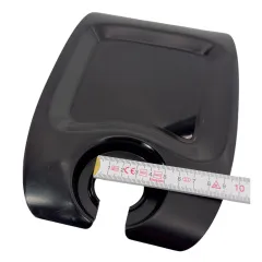 Mehrweg Partyteller aus schwarzem PP Kunststoff, Lochdurchmesser. Robust, handlich und splmaschinenfest. Ideal als elegantes Mehrweggeschirr fr Partyservice, Veranstaltungen oder Catering.