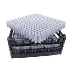 FriesRack Reagenzglsersplkorb 50x50 cm KH-15x15 - stabiler schwarzer Glserkorb mit Toprahmen in Schwarz, mit herausnehmbarer hygienischer Fachung.