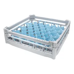 FriesRack Glserkorb 50x50 cm S-44 - stabiler grauer Korb mit grauem Toprahmen fr sicheren Glastransport, perfekt fr Event, Hotel und Catering.