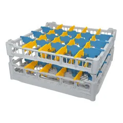 FriesRack Glserkorb 50x50 cm - Typ NH-4x5 - stabiles, graues Glserrack fr 20 Glser mit grauem Toprahmen. Ideal fr sicheren Glastransport, Splen und Einsatz in Catering, Hotel und Messegastronomie.