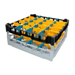 FriesRack Glserkorb 50x50 cm - Typ NH-4x5 - stabiles, graues Glserrack fr 20 Glser mit schwarzem Toprahmen. Ideal fr sicheren Glastransport, Splen und Einsatz in Catering, Hotel und Messegastronomie.
