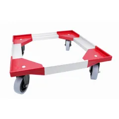 Fries Korbtransportwagen ROL500 fr Fries-Rack Krbe 50x50 cm. Ausfhrung ohne Abtropfwanne, jedoch geeignet fr optionale Abtropfwanne Typ AWAW. Mit 4 Lenkrollen und Edelstahl-Kugellagern fr leichtes Bewegen, bis 250 kg belastbar. Lieferung ohne Krbe.