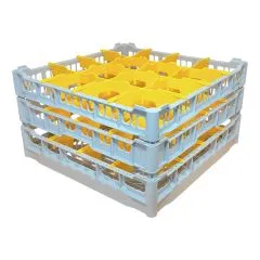 FriesRack Glserkorb 50x50 cm ISH3-4x4 - stabiles, graues Glserrack fr 16 Glser mit grauem Toprahmen. Ideal fr sicheren Glastransport, Splen und Einsatz in Catering, Hotel und Messegastronomie.