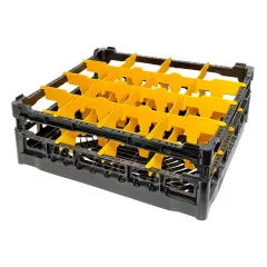 FriesRack Glserkorb 50x50 cm K-4x4 - stabiler schwarzer Glserkorb mit schwarzem Toprahmen fr sicheren Glastransport, perfekt fr Gastronomie und Catering.