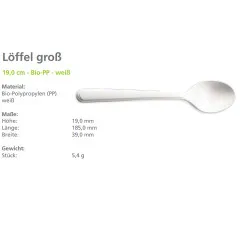 Fries Mehrweg-Lffel aus weiem Bio-PP-Polypropylen im Karton  250 Stck – splmaschinenfest, mikrowellengeeignet, bruchfest, lebensmittelecht, ohne BPA oder Weichmacher, Made in EU.